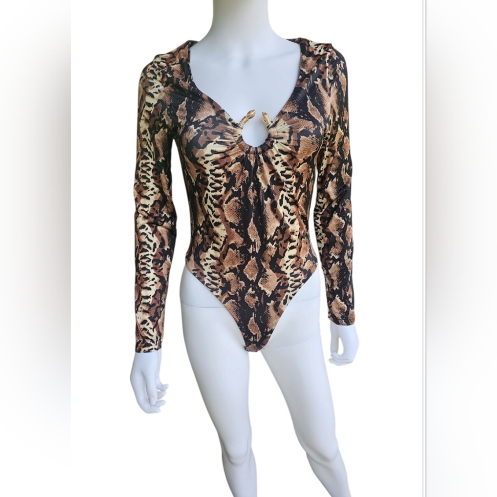 Brown Snake Print Bodysuit